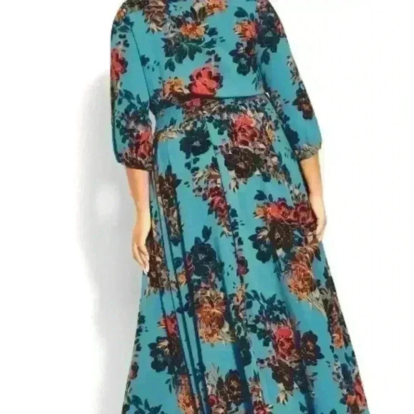 CITY CHIC TEAL MULTI MAXI DRESS SIZE XS 14 - Picture 3 of 7